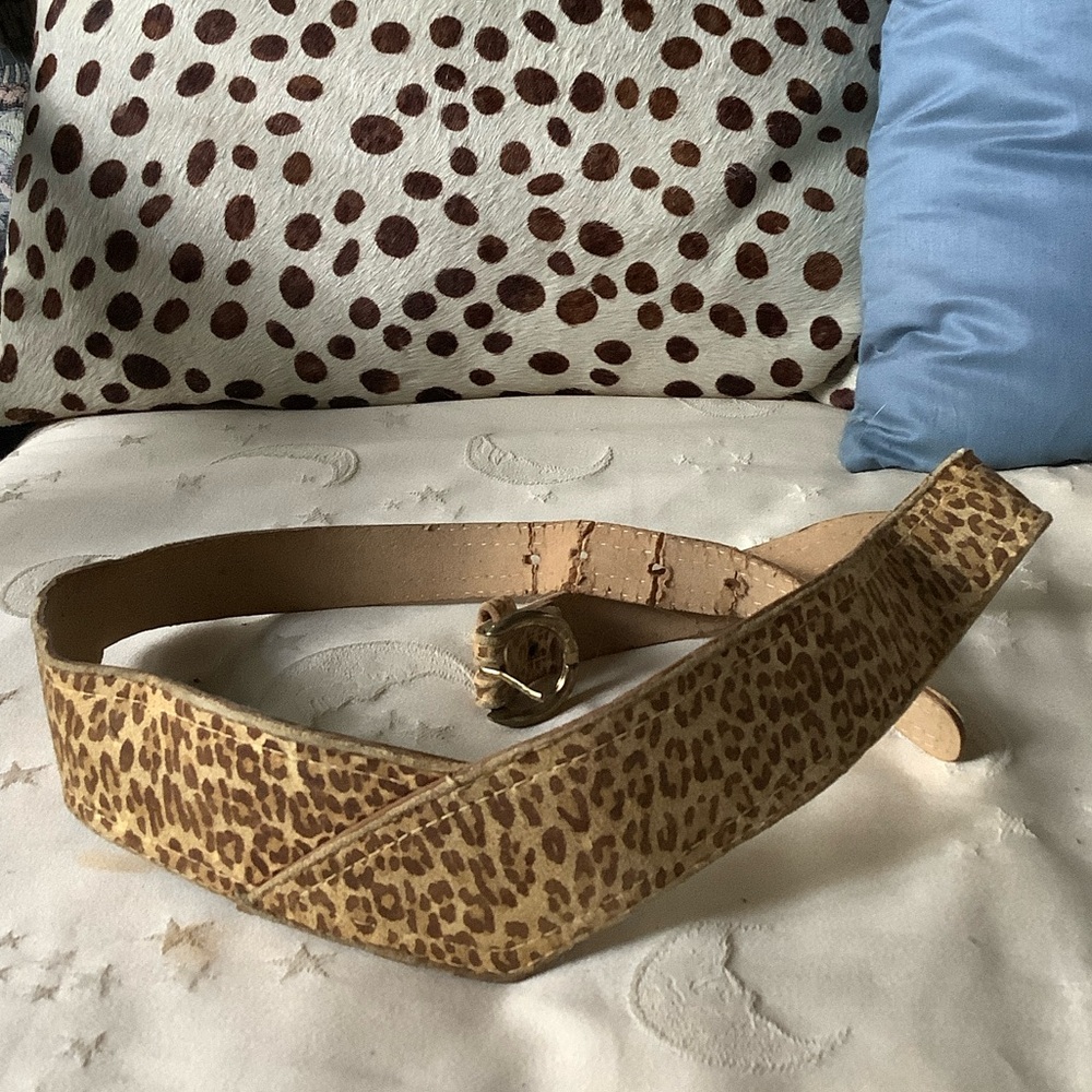 Wide Leopard Print Waist Belt in Tan and Brown